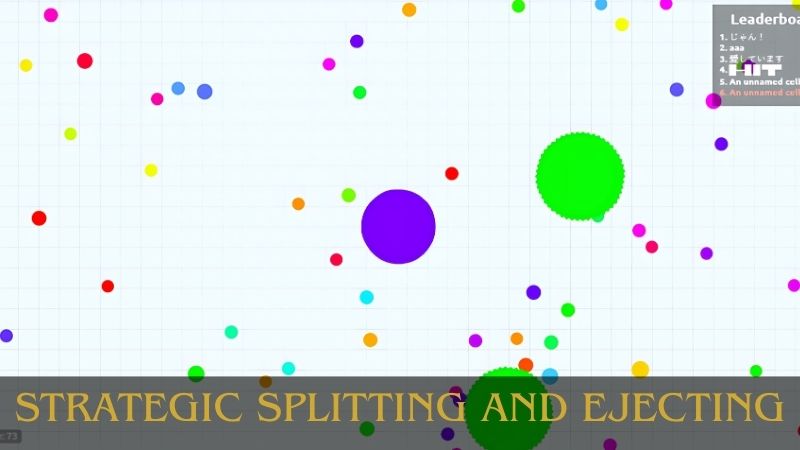 Split and eject for speed and strategy in Agar.io