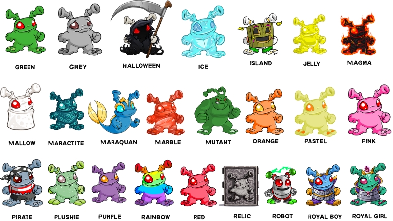 grundos available colours and styles