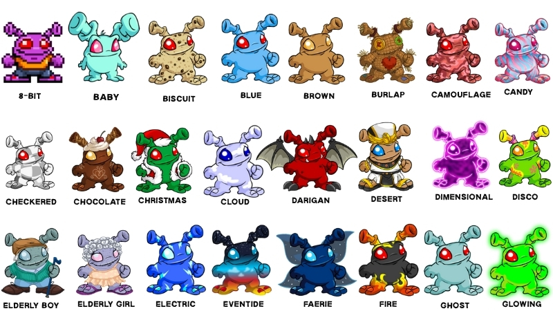 grundos available colours and styles