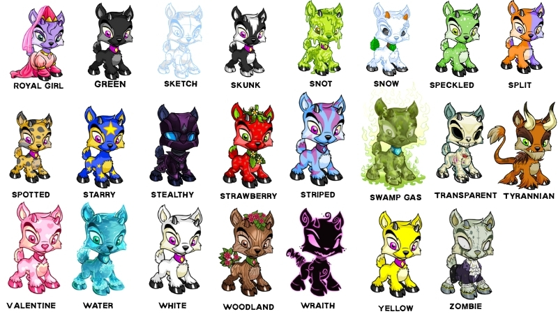 ixis available colours and styles neopets