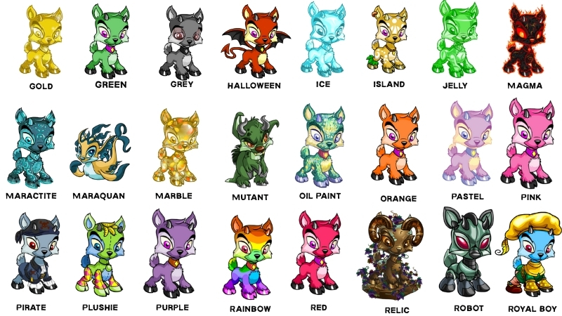 ixis available colours and styles neopets