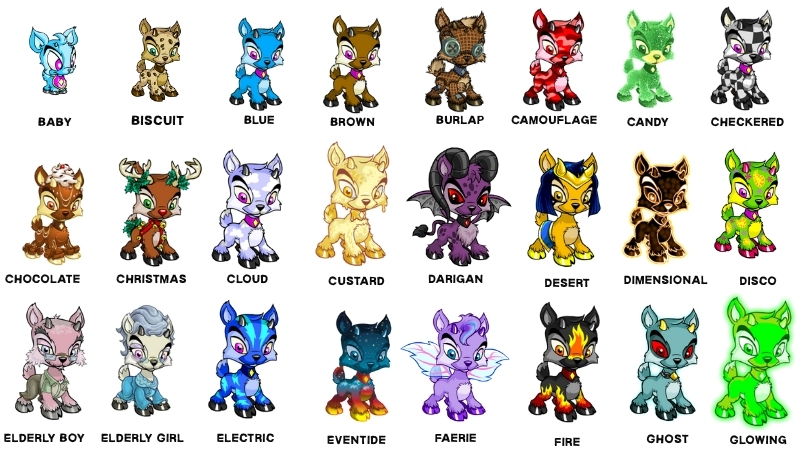 ixis available colours and styles neopets