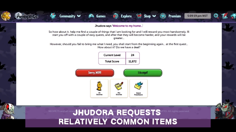 level and prizes of jhudora neopets